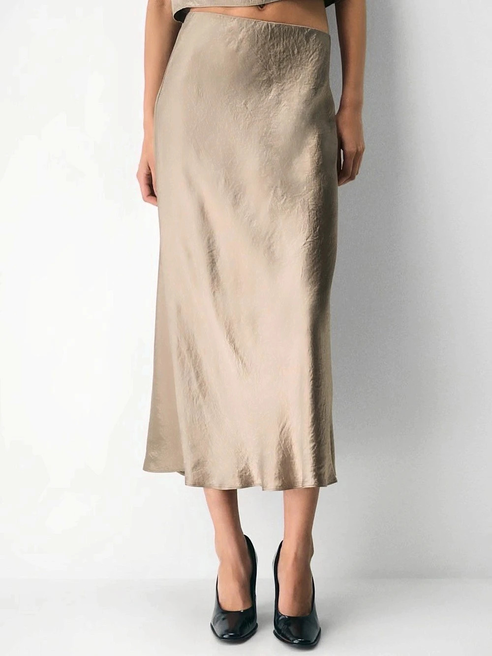 Aritzia Silk Skirt Midi Brown